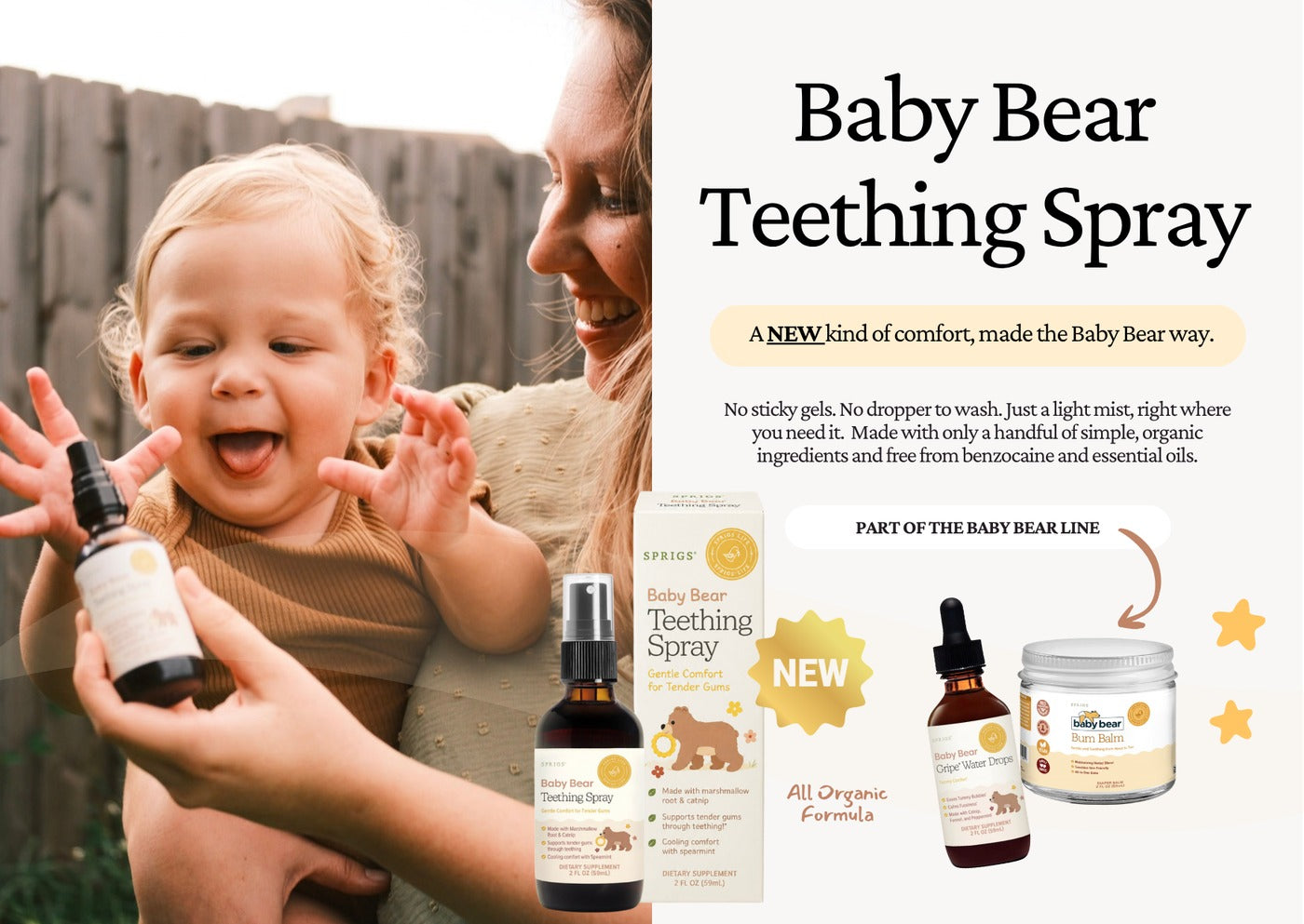 Baby Bear Teething Spray, now available